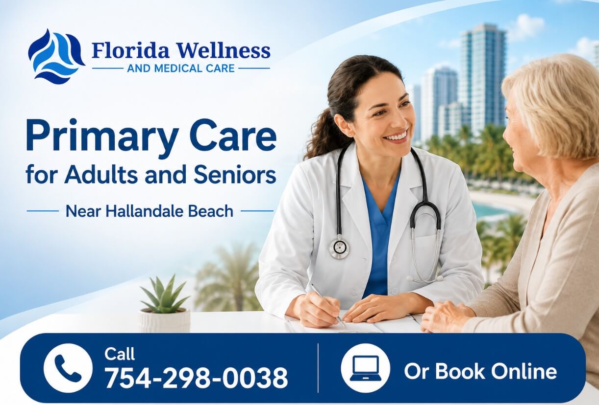 Primary care provider for adults and seniors near Hallandale Beach at Florida Wellness And Medical Care.